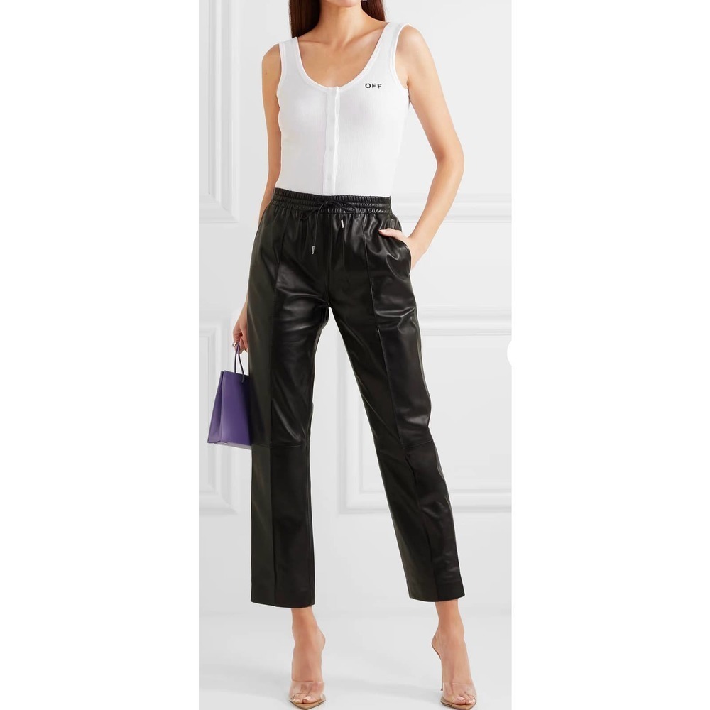 Off-white Open back Printed Ribbed Cotton-blend Jersey Bodysuit
